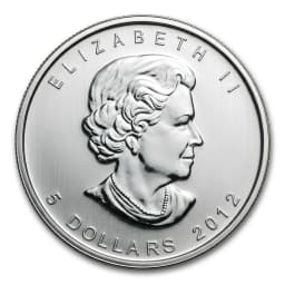 2012 1oz 9999 Canadian Silver Maple Leaf $5 Coin — Obverse thumbnail