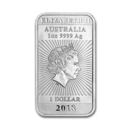 2018 1 oz 9999 Silver Australian Rectangular Dragon $1 Coin Bar — Obverse thumbnail