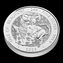 2023 The Royal Tudor Beasts Yale of Beaufort 2oz 9999 Silver Bullion 5 Pound Coin — Combined view thumbnail