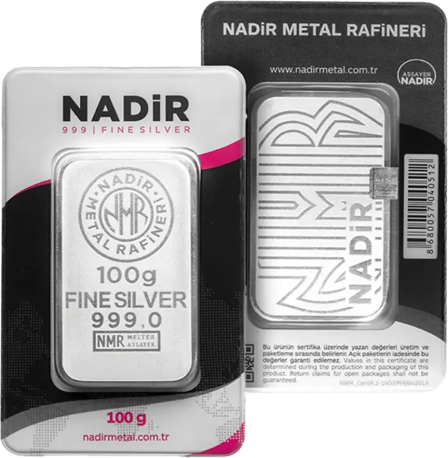 100g Silver Bar Nadir Metal Rafineri Minted